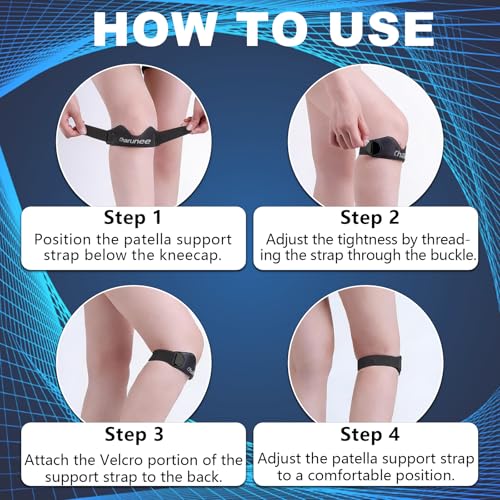 Charunee 2 Pack Patellar Tendon Support Strap Knee Brace for Women & Men,Silicone Patella Band for Running Hiking Basketball Gym Fitness Tennis Badminton Cycling