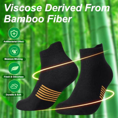 6 Pairs Thin Breathable Bamboo Ankle Socks for Women - color: 6 Black, size: Medium