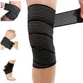 Extra Long Elastic Knee Wrap Compression Bandage Brace Support for Legs, Plantar Fasciitis, Stabilising Ligaments, Joint Pain, Squat, Basketball, Running, Tennis, Soccer, Football, Volleyball (Black) - color: Black