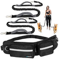 PetAmi Hands Free Dog Leash with Waist Running Belt Bag, Double (Black) - color: Black, size: 2 Leashes
