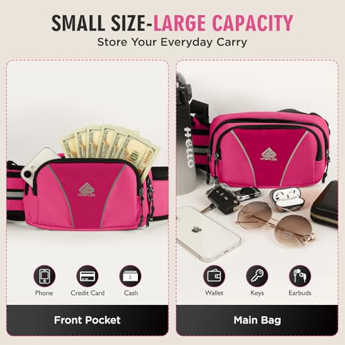 Fanny Pack for Men Women Waist Bag with Water Bottle Holder for Hiking, Travel,Dog Walking, Workout (Pink) - color: Pink