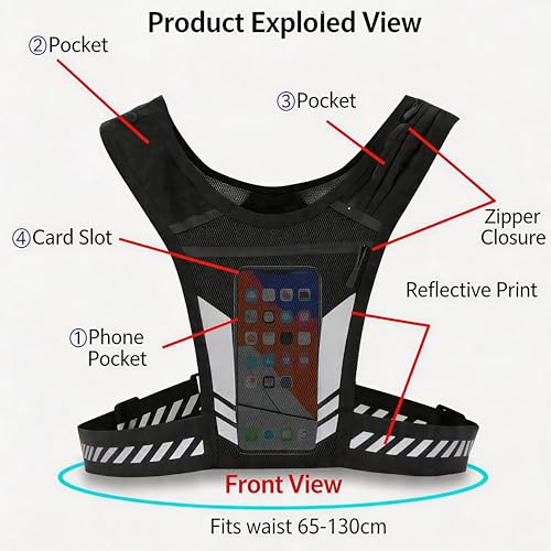 Lightweight Breathable Running Vest with Reflective Print , Outdoor Sports Vest for Running Cycling Hiking Travel