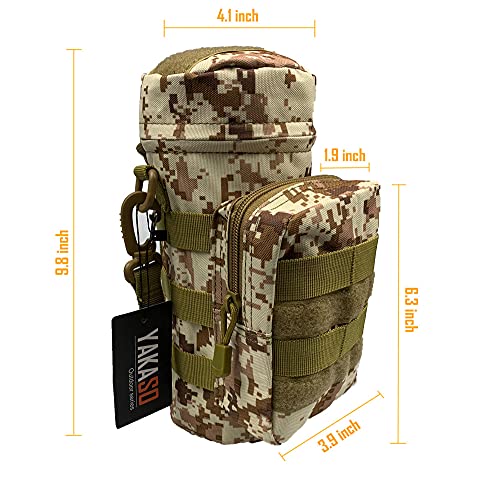 Tactical Molle Water Bottle Holder Pouch Hydration Carrier Bag Tactical EDC Water Bottle Carrier with Detachable Shoulder Strap for Hiking Camping Outdoor Sport Travel - color: Desert Digital