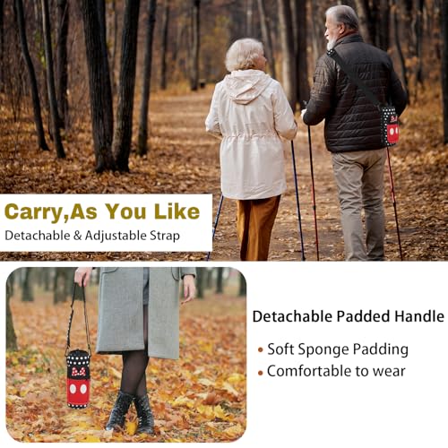 Water Bottle Carrier Bag 25oz/32oz Water Bottle Pouch Holder Adjustable Shoulder Strap Neoprene Water Bottle Sling Bag with Phone Pocket Insulated Tumbler Accessories for Walking - color: Black Red