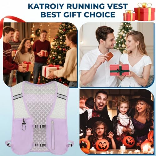 Running Hydration Vest, Adjustable Chest Straps Running Vest for Women Men with 500ml Soft Flask - color: Purple