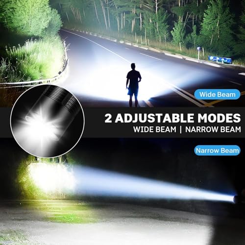 Kmivo Rechargeable LED Flashlights High Lumens - 99,000 lm Super Bright Flash Light with 6 Modes, Adjustable Light, Powerful Handheld Linternas for Home, Camping（2 Packs - size: Small