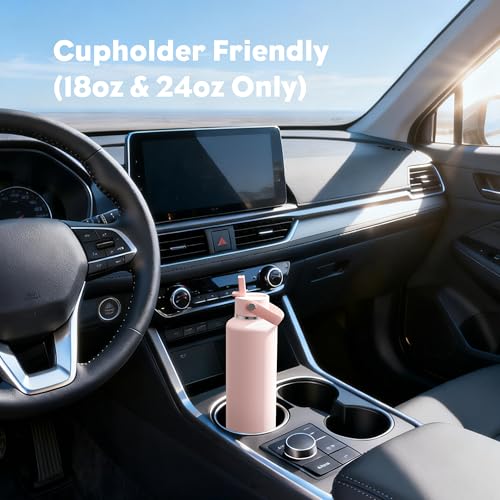 POWCAN 18 oz Water Bottle Insulated: Leakproof, Cold for 24H, CupHodler Friendly, Lid with Straw and Handle, Lightweight, Stainless Steel Water Bottle Kids for Camping, Gift for Girls (Cotton Candy) - color: Cotton Candy