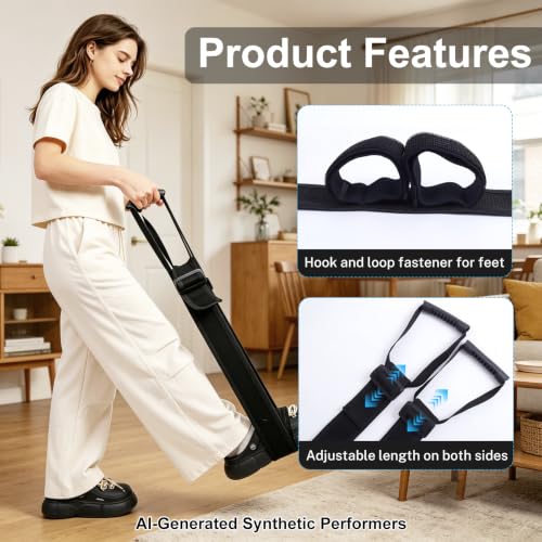Leg Lifter Strap with Dual Handles, Adjustable Thick Elastic Leg Lifter for Knee Recovery, Post Knee Surgery Must Haves, Knee Exercise Equipment, Hip Kit Aids for Knee Replacement Recovery, Portable Leg Stretching Strap for Home Fitness & Mobility Trainin