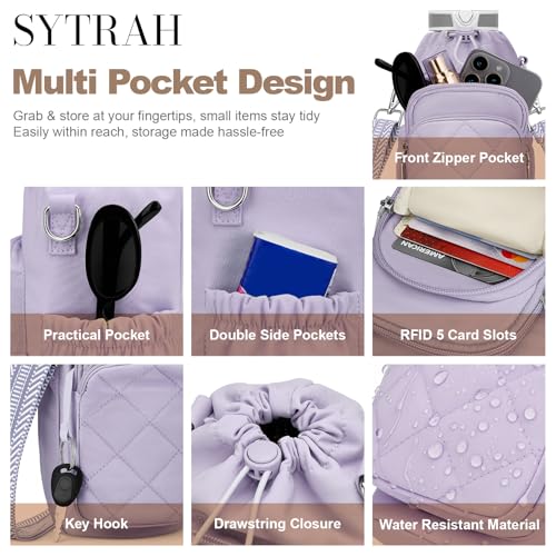 SYTRAH Water Bottle Bag Crossbody，Insulated Holder Purse - color: Purple