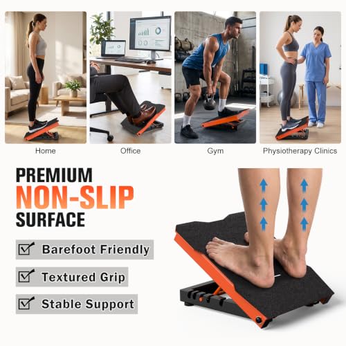 Steel Slant Board Calf Stretcher, 600 Lbs Weight Capacity, Orange - color: Orange