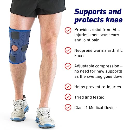 Neo-G Open Knee Brace - Knee Support for Patella Injuries, Joint Pain, Miniscus Tear, Rehabilitation, Sporting Injuries. Metal Side Stabilizers - Left or Right Knee - Class 1 Medical Device
