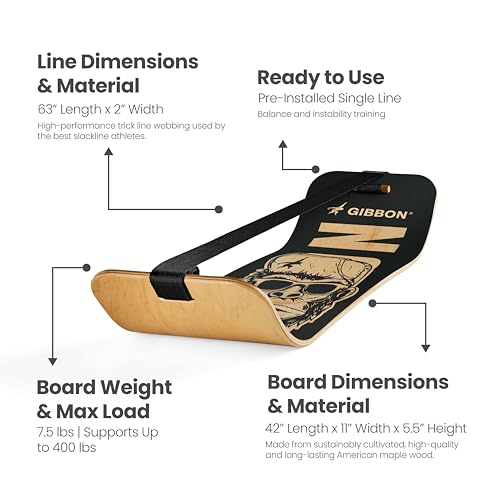 GIBBON SlackBoard, Balance Board Kids & Adults, Slackline Balance Trainer - color: Caesar - 1 Line