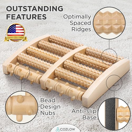Foot Massager, Plantar Fasciitis Relief, Wooden Massage Roller, Arch Shape - style: Wooden Massage Roller