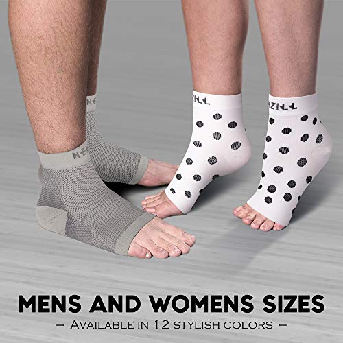 NEWZILL Plantar Fasciitis Socks Arch Support Foot Care Compression Sleeve - color: White With Black Polka Dots, size: XX-Large