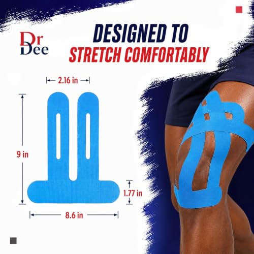 Pre-Cut Kinesiology Tape for Knees 12 Pcs Athletic Support Stability Tape - style: Knee Tape