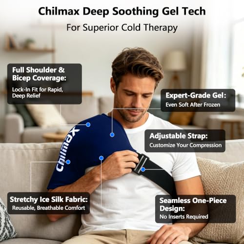 Shoulder Ice Pack Wrap for Rotator Cuff Cold Therapy Brace 2Pack - color: 2pcs Xlarge-blue