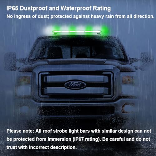 WOWTOU Rooftop Safety Flashing LED Green White Emergency Strobe Light Bar - color: Green / White