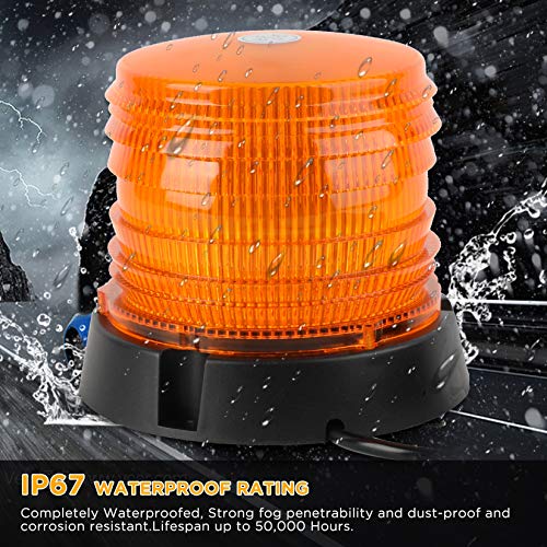 ASPL 2pcs LED Warning Flash Beacon Lights, 60 LED Amber Warning Safety Flashing Strobe Lights with Magnetic and 16 ft Straight Cord for Vehicle Truck Tractor Golf Carts UTV Car Bus,12V-24V - size: 2PCS