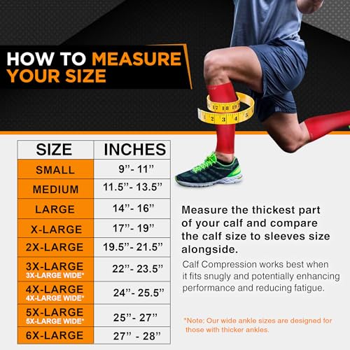 Doc Miller Compression Calf Sleeve for Men & Women, 20-30mmHg - color: Red, size: Small REGULAR