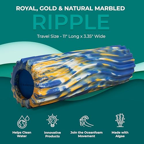 Oceanfoam Ripple Roller - Small Foam Roller (Royal, Gold & Natural Marbled) - color: Royal, Gold & Natural Marbled