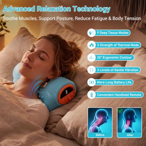 4-in-1 Neck Massager Pillow with Heat, Vibration and Gentle Stretching