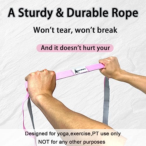 Stretching Strap Yoga Strap with Loops for Physical Therapy, Non-Elastic - color: Pink/Light Gray