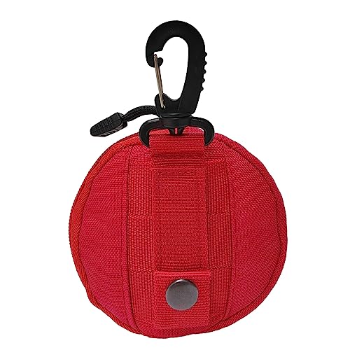 1000D Laser Cut Coin EDC Pouch Change Purse Tactical Round Zipper Bag - color: RED