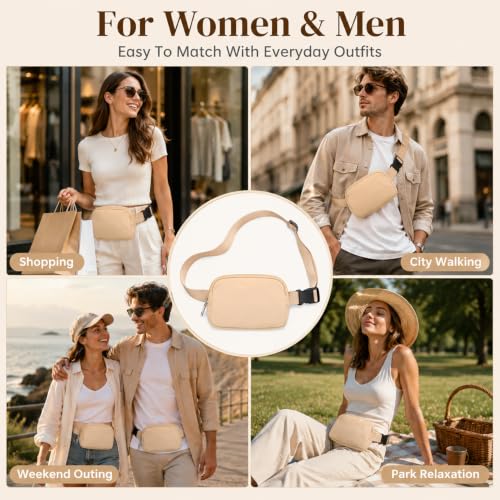 Fanny Pack, Adjustable Crossbody Waist Bag, Brown - color: Brown