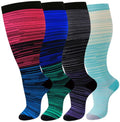 4 Pairs Plus Size Compression Socks, Large Wide Calf Knee High Socks for Women and Men, 15-25 mmHg Support Socks - size: 3X-Large
