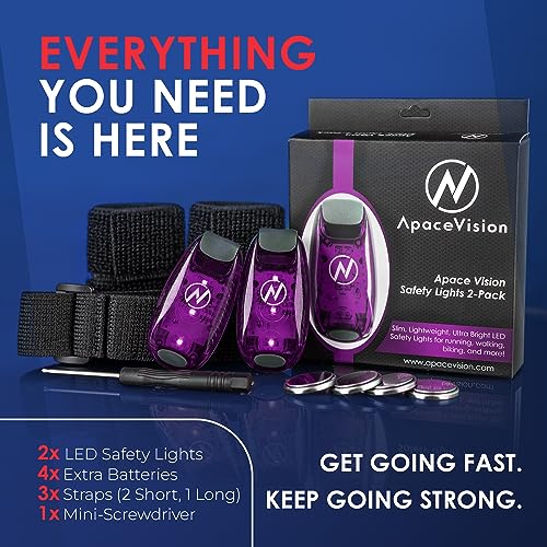 LED Safety Light (2 Pack) with Bonus Items – Clip On Strobe/Running Lights for Runners, Dogs, Bikes, Walking and More - color: Purple