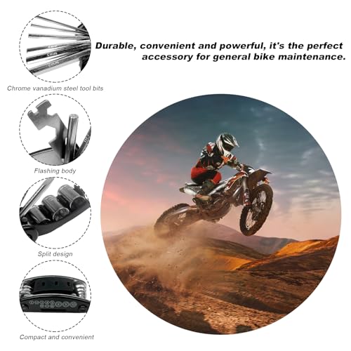 Wevdn Bike Repair Tool Kit, 16-in-1 Multi Function Tool with Hex Wrench & Screwdriver, Portable Multi Tool for Motorcycle Mountain Bike Road Bike, Universal Motorcycle Accessories