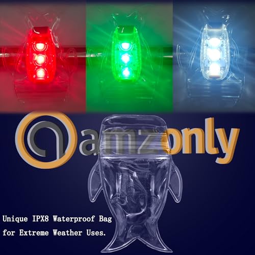 Amzonly 6pcs Navigation Lights, Stern Lights for Boat Kayak, Battery Operated Safety Light Kit for Night Kayaking, High Visibility, Boat Safety Whistle Included, 12PCS Extra Batteries - color: White