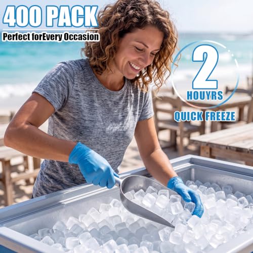 400 Pcs Reusable Ice Cubes for Coolers, BPA Free Refreezable Plastic Ice Cubes with Storage Bag for Drinks Whiskey Coffee Bars Party Outdoor Baths Enthusiasts (Clear)