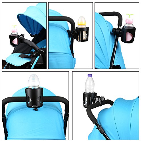 Accmor Stroller Cup Holder, Universal Cup Holder for Walker Wheelchair Bike Scooter, 360° Rotatable Stroller Cup Holder Attachment Walker Wheelchair Accessory - color: All Black