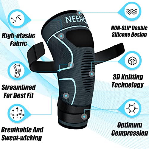 Compression Knee Brace for Women & Men - 2 Pack with Adjustable Straps - color: 2 Pack - Sky Blue, size: Small