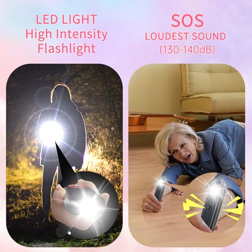 Rechargeable Personal Safety Alarm for Women - 130dB Self Defense Keychain Siren Whistle with SOS Strobe Light, Low Battery Notice - Security Protection Devices for Kids Elderly College Essentials - color: Rechargeable - Black