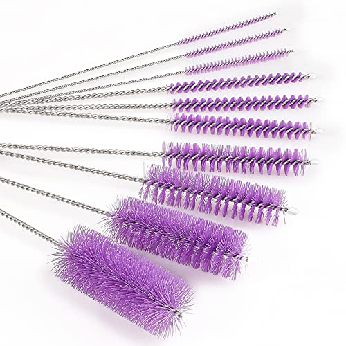 CiaraQ Bottle Cleaning Brushes, 8 Inch Nylon Tube Brush Set - color: Purple, size: 8.0 Inch (10pcs)