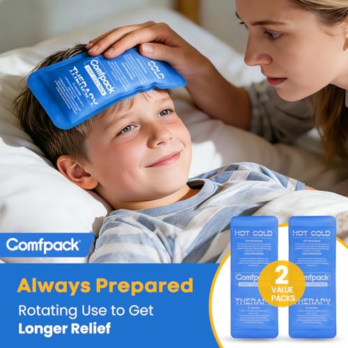 Comfpack Soft Ice Packs for Injuries Reusable, Double Side Hot Cold Therapy - size: 9.1×3.8 Inch