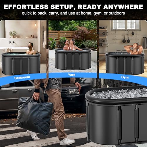 Upgraded 148Gal XXL Oval Ice Bath Tub for Athletes, 7 Layered Portable Cold Plunge Tub with Insulated Lid and Travel Bag, Inflatable Ice Pod for Home, Gym, Indoor, Outdoor Use - size: 148Gal Ice Tub