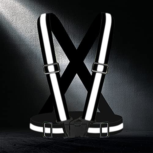Reflective Vest Running Gear High Visibility Safety Vest Strap for Night - color: Black