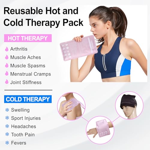 Pallesen Ice Packs for Injuries Reusable, Knee Ice Pack Wrap,Reusable Gel Hot Pack & Cold Pack Compress for Pain Relief,Rehabilitation, Flexible Therapy, for Knee, Back, Neck, Wrist, Ankle Pink - color: Pink