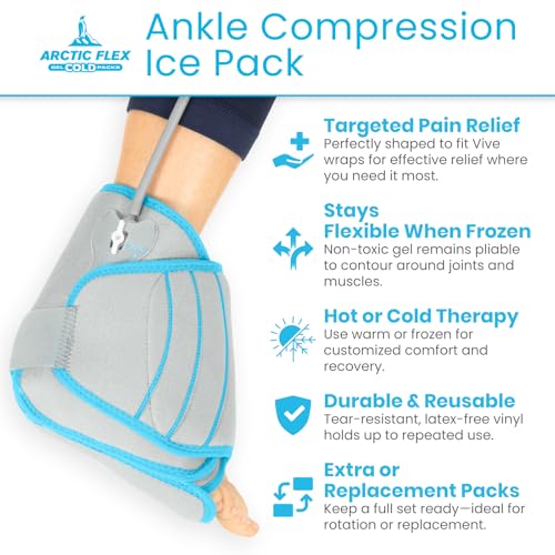 Arctic Flex Gel Replacement Pack - Reusable Ice Brace - Hot and Cold Gel Pack for Injuries, Pain Relief, Swelling - Flexible Therapy Compression Wrap (Compression Ankle)