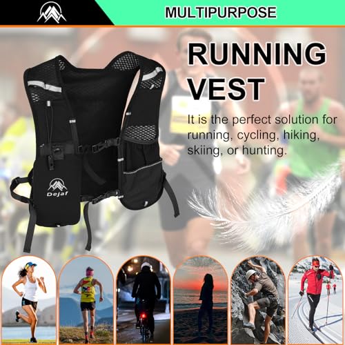 Running Vest for Women Men, Lightweight (194g/8 Bags) Hydration Backpack Phone Holder Vest for Hiking Trail Cycling Race Marathon Running Essentials - color: Black