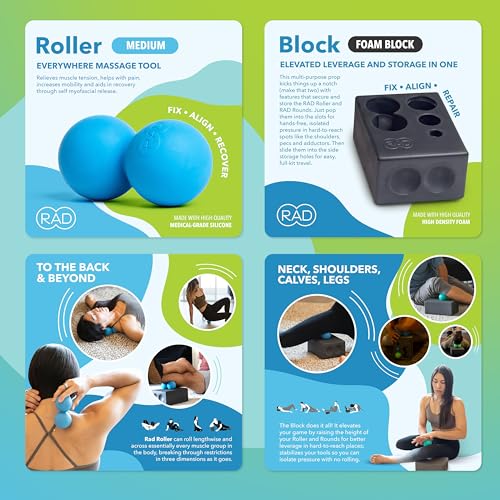 RAD Yoga Bundle for Myofascial Release, Muscle Recovery, & Relaxation – Includes Multi-Use Yoga Block, Neuro Ball Foot Roller, Peanut & Massage Balls in Multiple Sizes & Densities - style: Yoga Bundle – 7-Piece