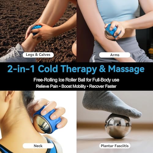 iECO Massage Ice Roller Ball Cold & Heat Therapy Plantar Fasciitis Roller - color: Blue