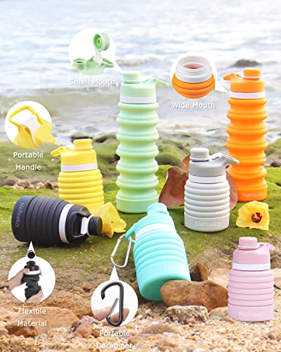 Nefeeko Collapsible Water Bottle, 26oz Silicone Foldable Water Bottles - color: O