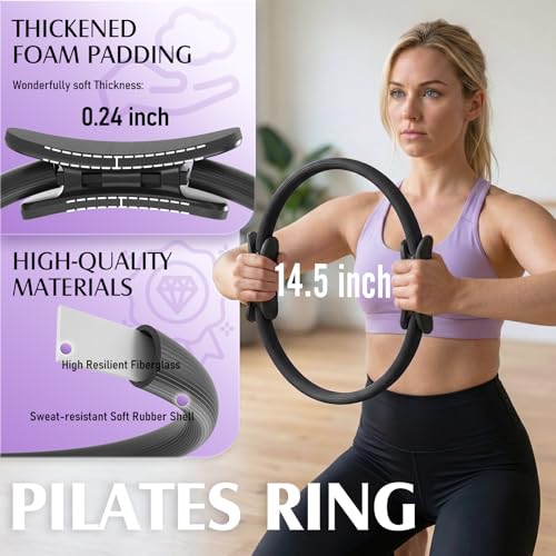 JKSHMYT Pilates Ring, 14.5 inch Magic Circle Pilates Equipment - color: Black