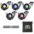 Valor Fitness Resistance Bands - 5lb to 25lbs - Carabiners Attached & 2 Bands per Weight Option with Handles– Sheath Covered - Strength Training New Compact 39" Design - Wall Door Rack Mount Options - color: Black -RTS-RACKattB