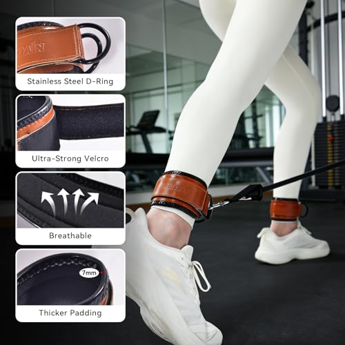 Ankle Strap for Cable Machine, 2 Pack - color: Brown
