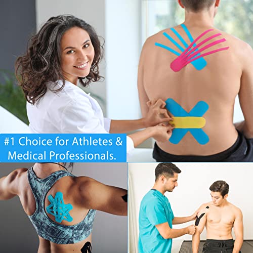 Original Kinesiology Athletic Tape. Professional Sports Tape for Ankle Wrist Knee Shoulder Muscles Joints. Latex Free, Waterproof, Stretchy, and Gentle on Skin. Up to 115 ft/Roll - color: Black - Uncut